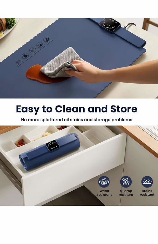 Food Warming Mat - Full Surface Heating,Rollable & Portable,Premium Silicone Nano-Material